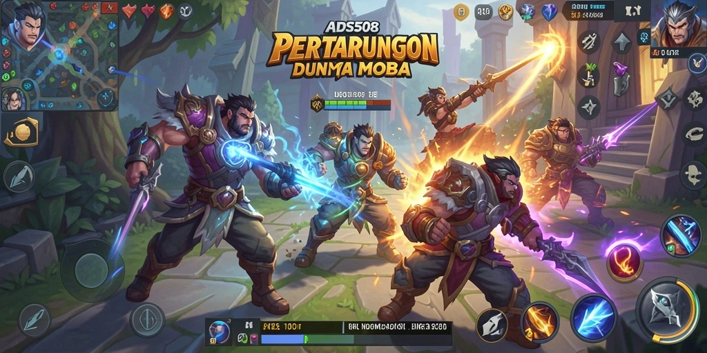 Tampilan gameplay seru dalam pertarungan tim di ADS508.