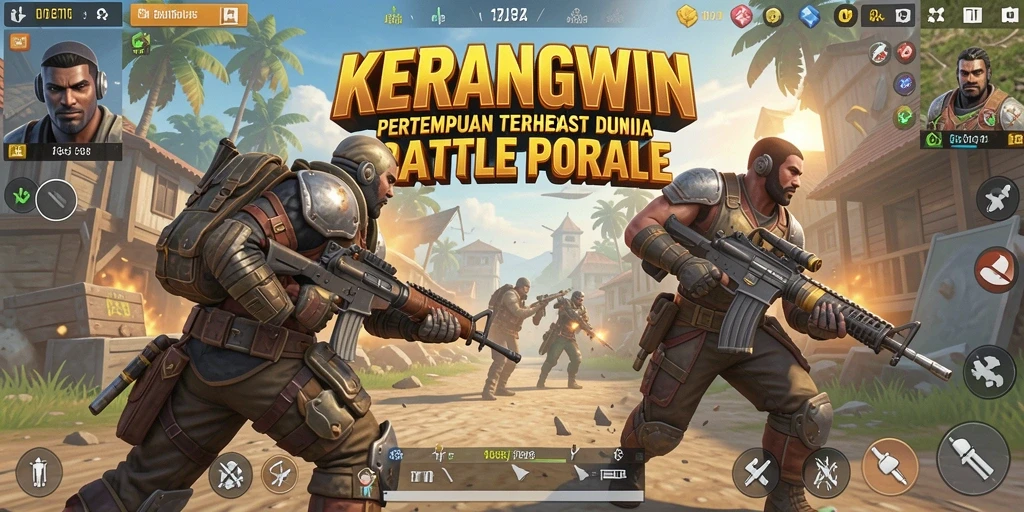 Tangkapan layar pertarungan seru dalam KERANGWIN di battlefield Battle Royale.