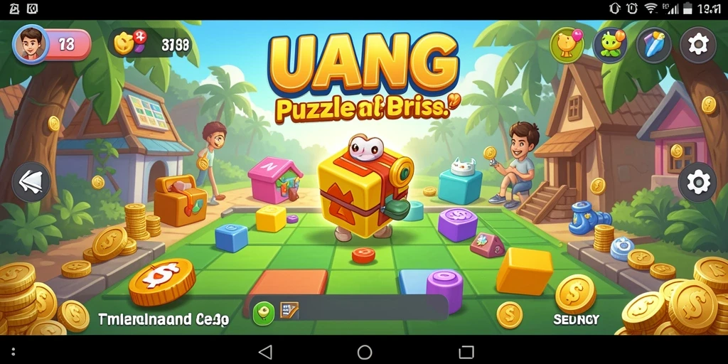 Tampilan gameplay seru dari UANG, memberi tantangan bagi pemain puzzle.