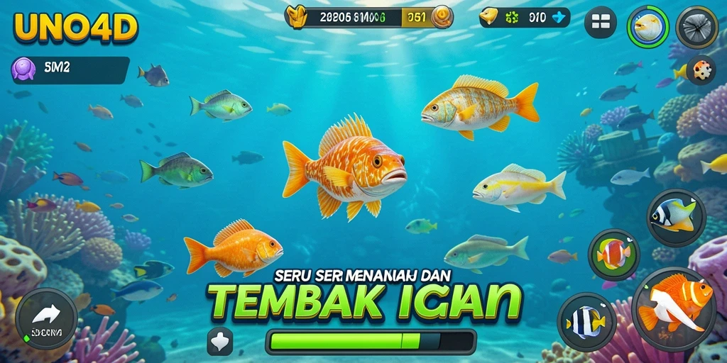 Screenshot gameplay seru Tembak Ikan di UNO4D.