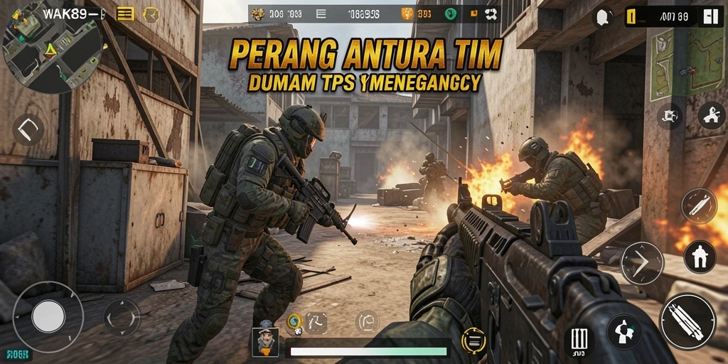 Tangkapan layar WAK89 menunjukkan aksi pertempuran tim yang seru.